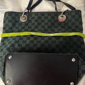 Authentic Classic Gucci Black and Green Tote Bag in spectacular condition.